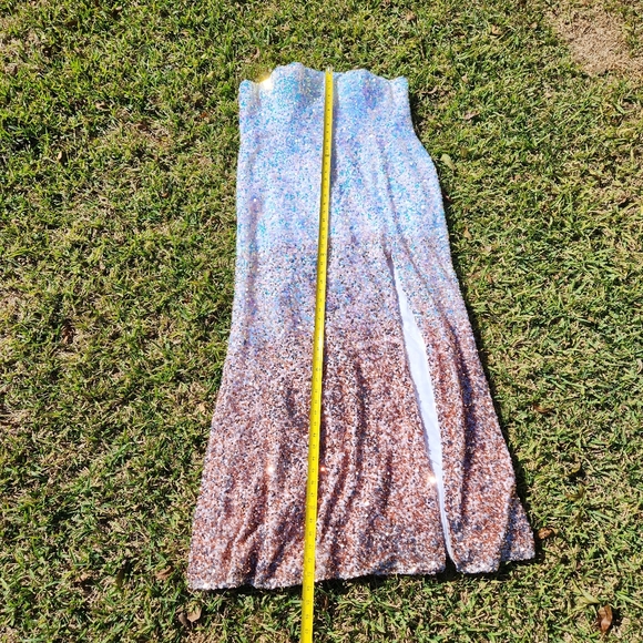 Womens Sz 20 Strapless Floor Length Sequin Gown Ombre Rose Gold White - Picture 13 of 16